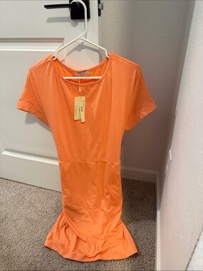 Amazon Peach-Orange Short Sleeve Mini Dress